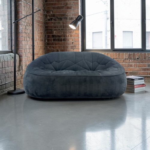 Sofa settee black ottoman - black,