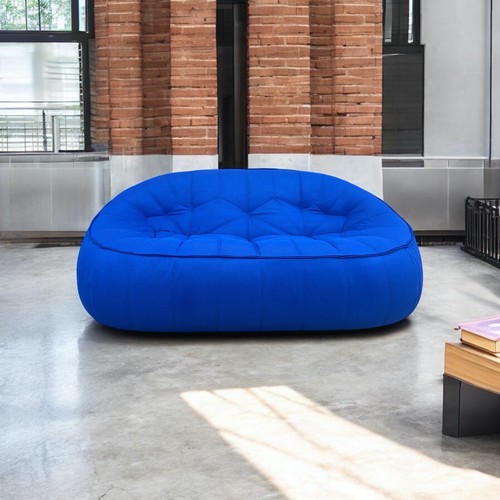 Sofa settee blue - ottoman, "